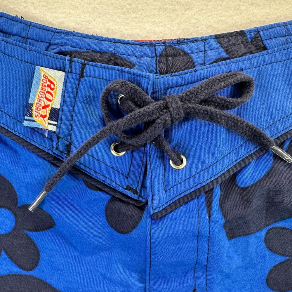 Vintage Roxy Quiksilver Blue Floral Board Shorts Juniors Size 1 Y2K Hibiscus - Picture 5 of 14